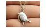 Fashon Antique Silver Plated Cute Double Sided Bird Pendant Necklace