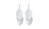Stylish Double Same Leaves Dangle Long Women Earrings - sparklingselections