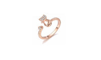 Delicate Gold Tone Lovely Cat Shape Clear Ring - sparklingselections