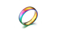 Rainbow Colorful Titanium Steel Wedding Band Ring - sparklingselections