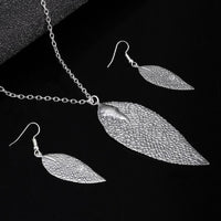 Silver Plated Women Earrings With Leave Pendant Jewelry Sets - sparklingselections