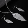 Silver Plated Women Earrings With Leave Pendant Jewelry Sets