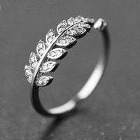 Leaf Shape Cubic Zircon Charm Open Ring