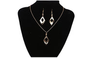 Leave Shaped Long Drop Dangle Earring and Necklace Set - sparklingselections