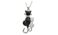 White Black Enamel Cat Pendant Necklace - sparklingselections