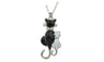 White Black Enamel Cat Pendant Necklace