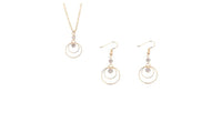 Gold Plated CZ Crystal Necklace + Earrings Jewelry Set - sparklingselections