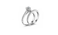 2Pcs Set Cubic Zirconia Silver Plated  Engagement Wedding Ring - sparklingselections