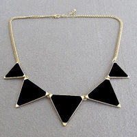 Black Geometrical Triangle Pendant Necklace - sparklingselections