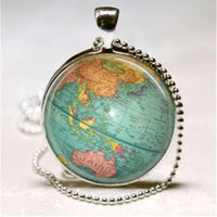 Globe Planet Earth World Map Pendant Necklace - sparklingselections