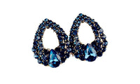 Blue Crystal Oval Stud Earrings for Women - sparklingselections