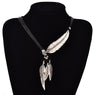 New Fashion Leaves Sweater Rope Feather Pattern Pendant Necklace