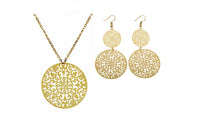 Round Pattern Pendant Necklace Earrings Jewelry Set