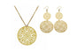 New Antique Gold Plated Round Copper Necklace Earrings Jewelry Set For Girls/Women/Mom/Bride Jewelry