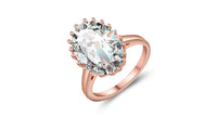 Oval Rose Gold Color Cubic Zirconia Engagement Finger Ring - sparklingselections