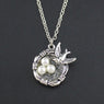 Silver Tone Bird's Nest Pendant Necklace