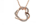 Crystal Full Rhinestone Double Heart Pendant Necklace - sparklingselections