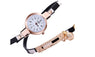 Gold Dress Leather Casual Bracelet Quartz Wristwatch For Women
