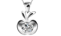 Silver Plated Clavicle Charm Small flat Apple Pendant Necklace - sparklingselections
