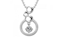 Zircon Crystal Heart Round Pendant Necklace For Women - sparklingselections