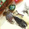 Love Heart Peacock Leaves Key Shape Pendant Necklace
