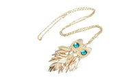 Gold Leaves Owl Pendant Necklace - sparklingselections