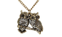 Gold Plated Double Owl Pendant Necklace - sparklingselections