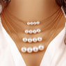 Multilayer Chain Imitation Pearl Pendant Necklace