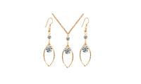 Gold Color Crystal Rhinestone Eye Drop Earrings Necklace Set - sparklingselections
