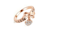 Rose Gold Color Love Heart Bow Rings - sparklingselections