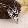 Pentagram Pentacle Angel Wings Pendant Necklace