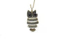 Black Gem Ancient Owl Sweater Pendant Necklace