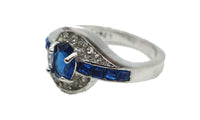 Silver Plated Blue Crystals Wedding Rings - sparklingselections