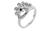 White Gold Plated Peacock Shaped Crystal Ring - sparklingselections