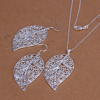 Silver Plated Leaf Jewelry Set For Women - sparklingselections