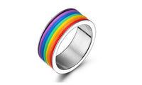 Rainbow Titanium Steel Band Ring - sparklingselections