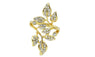 Gold-Color with Rhinestone Leaf Finger Ring