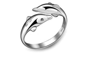 Double Dolphin Silver Plated Ring - sparklingselections