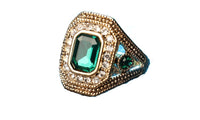 Gold Mosaic Colorful Glass Crystal Ring - sparklingselections