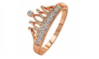 Rose Gold Color Cubic Zirconia Crystal Crown Shape Rings - sparklingselections