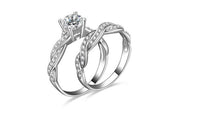 Silver Plated Rhinestone Engagement Wedding Ring - sparklingselections