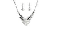 Bridal White Crystal Square Earrings Necklace Jewelry Set - sparklingselections