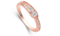 Cubic Zircon Rose Gold Color Silver Ring - sparklingselections