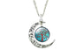 Silver Plated Moon Glass Cabochon Pendant Necklace