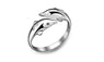 Double Dolphin Silver Plated Adjustable Ring