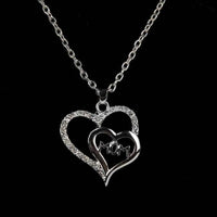 Double Heart Crystal Decor Mom Pendant Necklace - sparklingselections