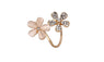 Opal Double Daisy Flower Open Ring