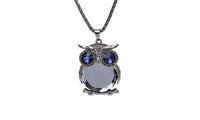 Black Crystal Gem Animal Owl Pendant Necklaces - sparklingselections