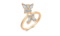 Zircon Plated Flying Butterfly Wedding Engagement Ring - sparklingselections