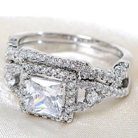 Silver Plated Cubic Zircon Rings Set - sparklingselections